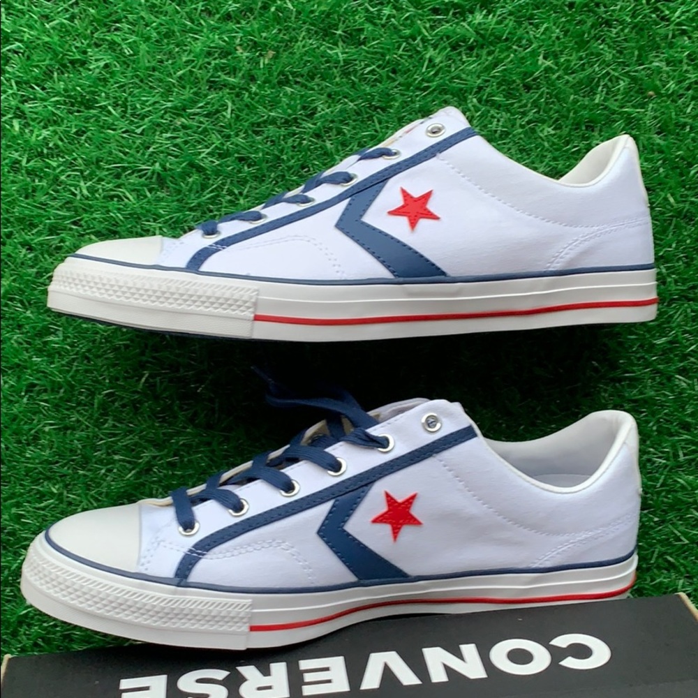 CONVERSE STAR PLAYER OX WHITE/NAVY/GUM RED MEN’S - Picture 12 of 16